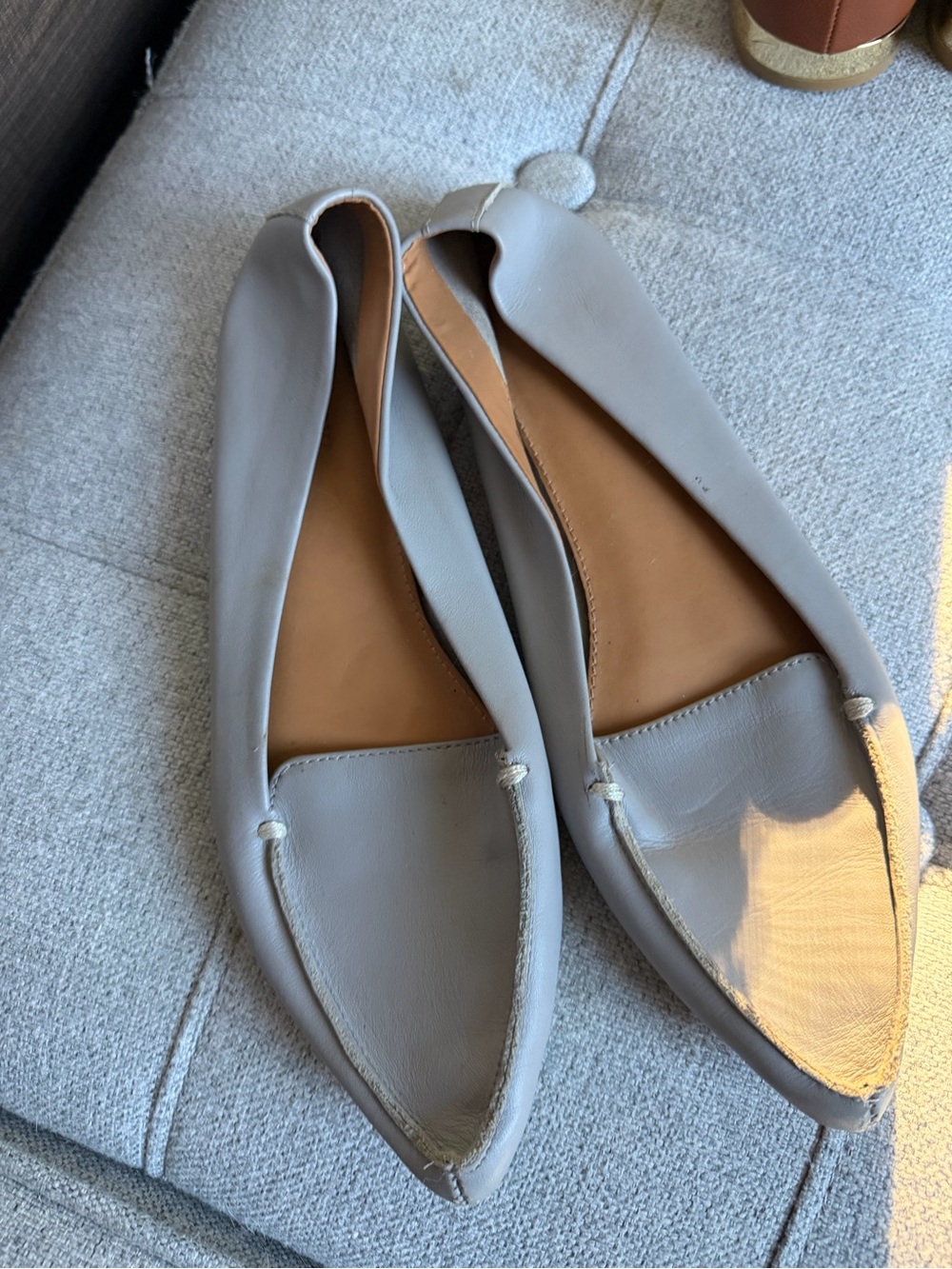 J Crew Grey Leather Loafers